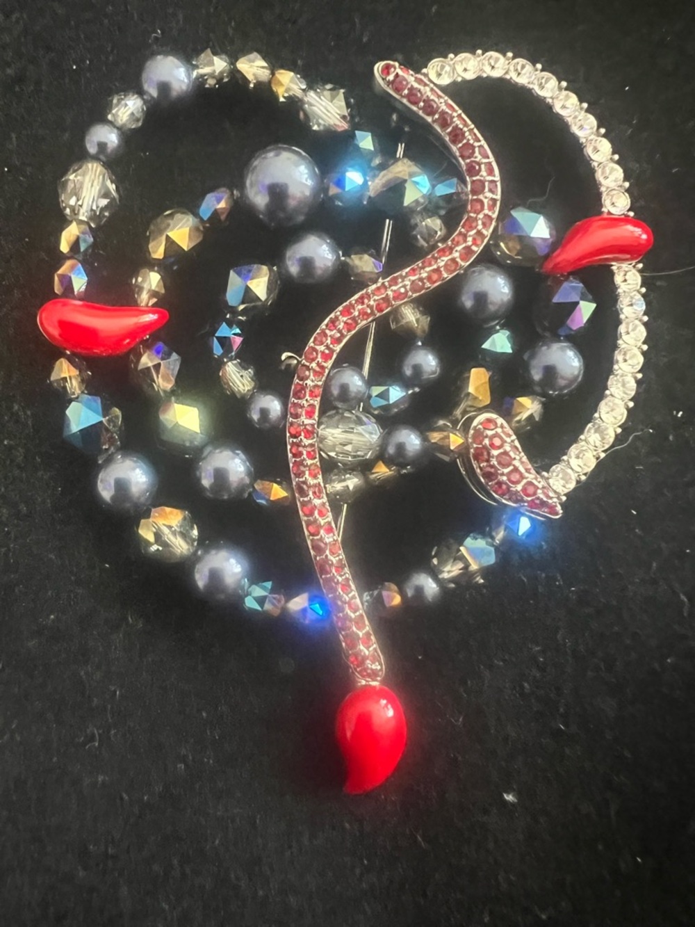 Swarovski Crystal Brooch with Pearl Bead Accents